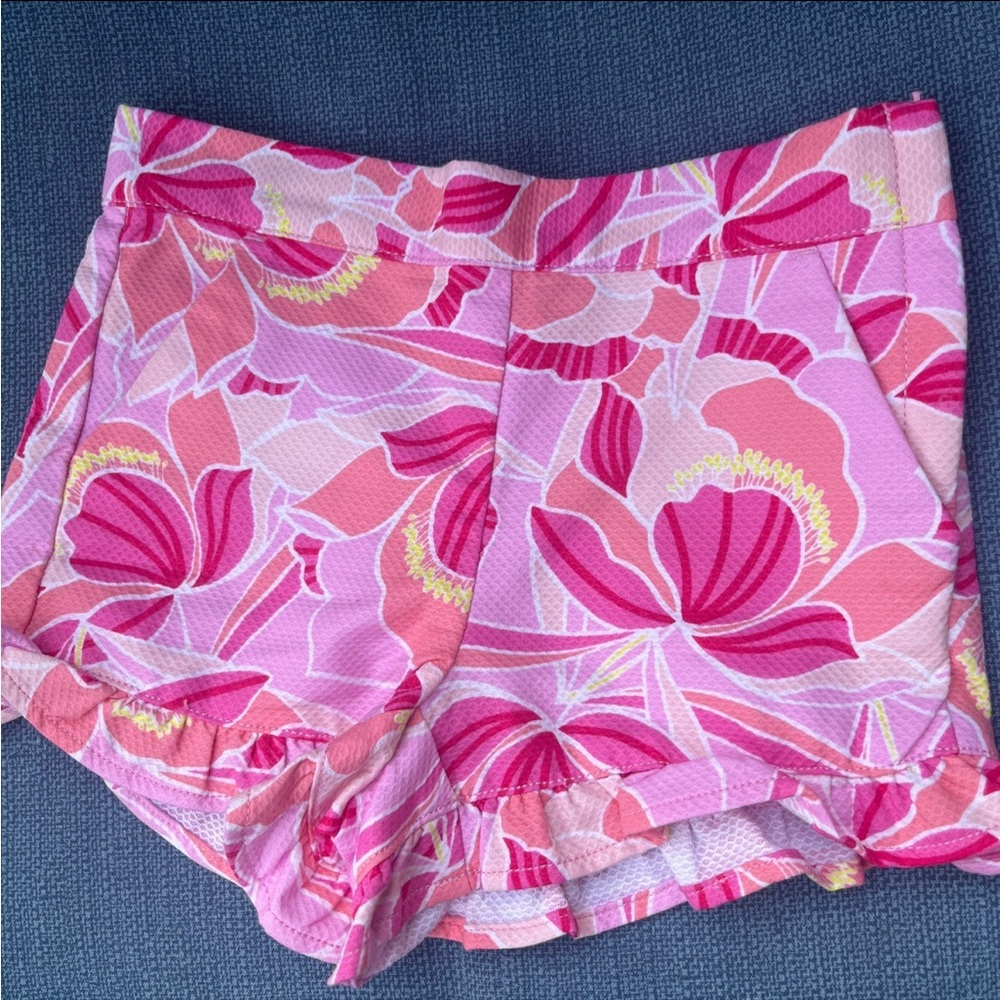 Janie and Jack Pink Floral Ruffle Shorts